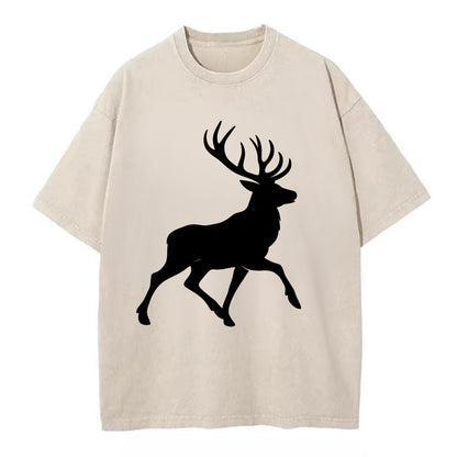 Deer with majestic antlers - Vintage T-shirt - Off White