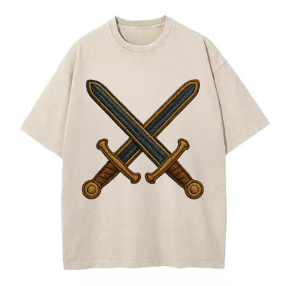 Crossed Swords  - Vintage T-shirt - Off White