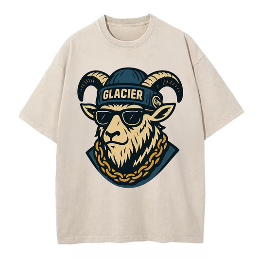 Glacier Mountain Goat - Vintage T-shirt - Off White