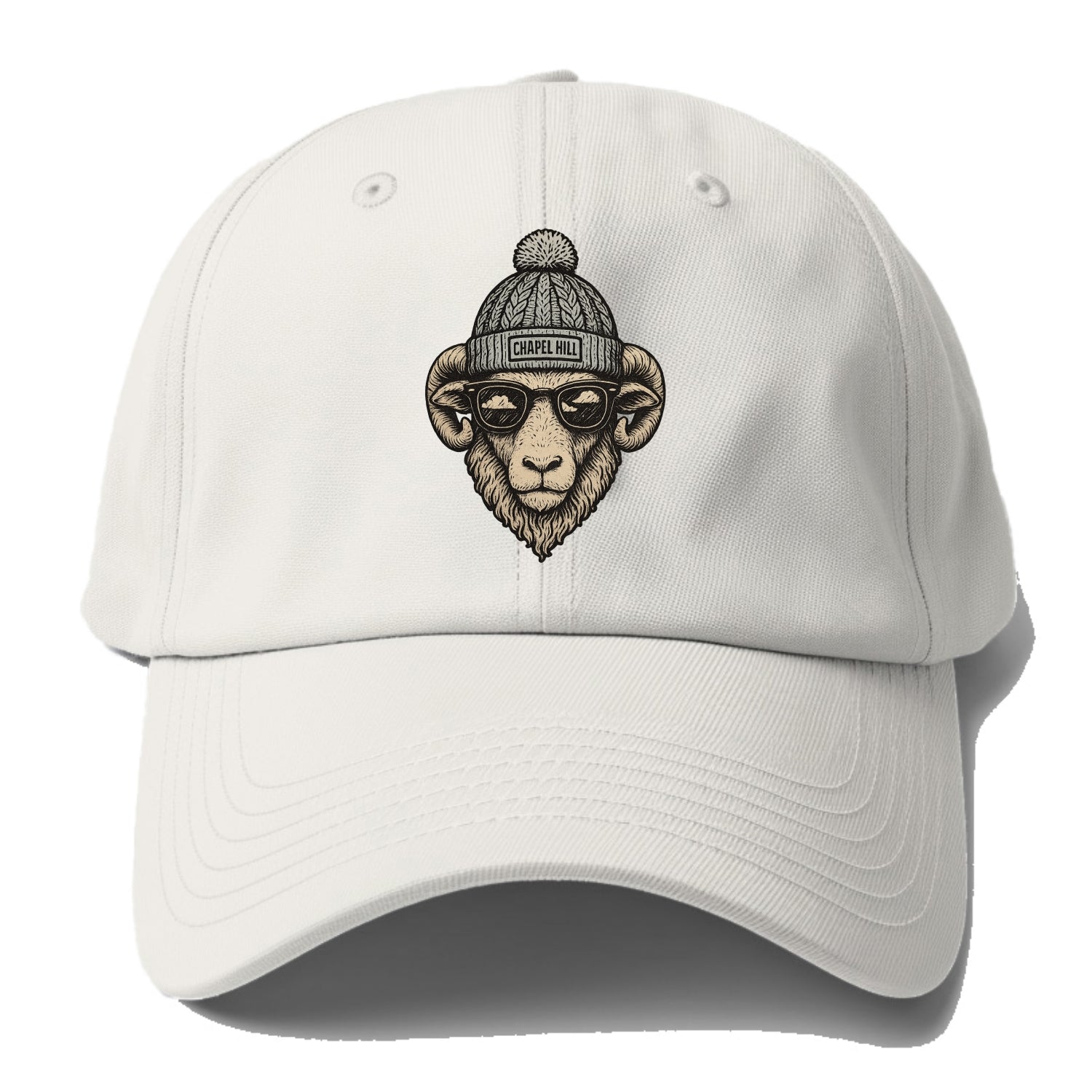 Chapel Hill Tar Heel Ram wearing UNC bea - Baseball Cap - Off White