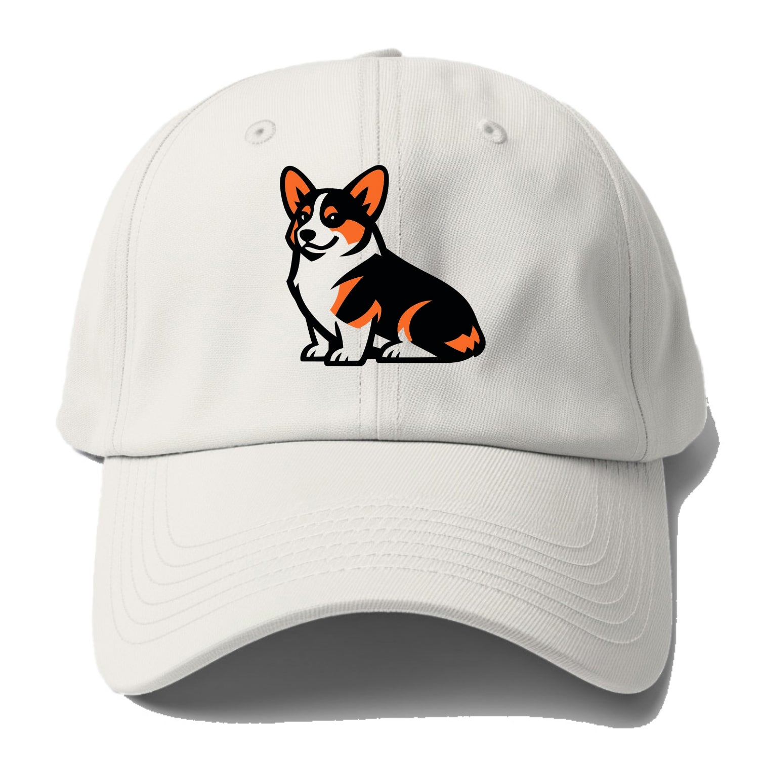Tricolor Corgi Charm - Baseball Cap - Off White