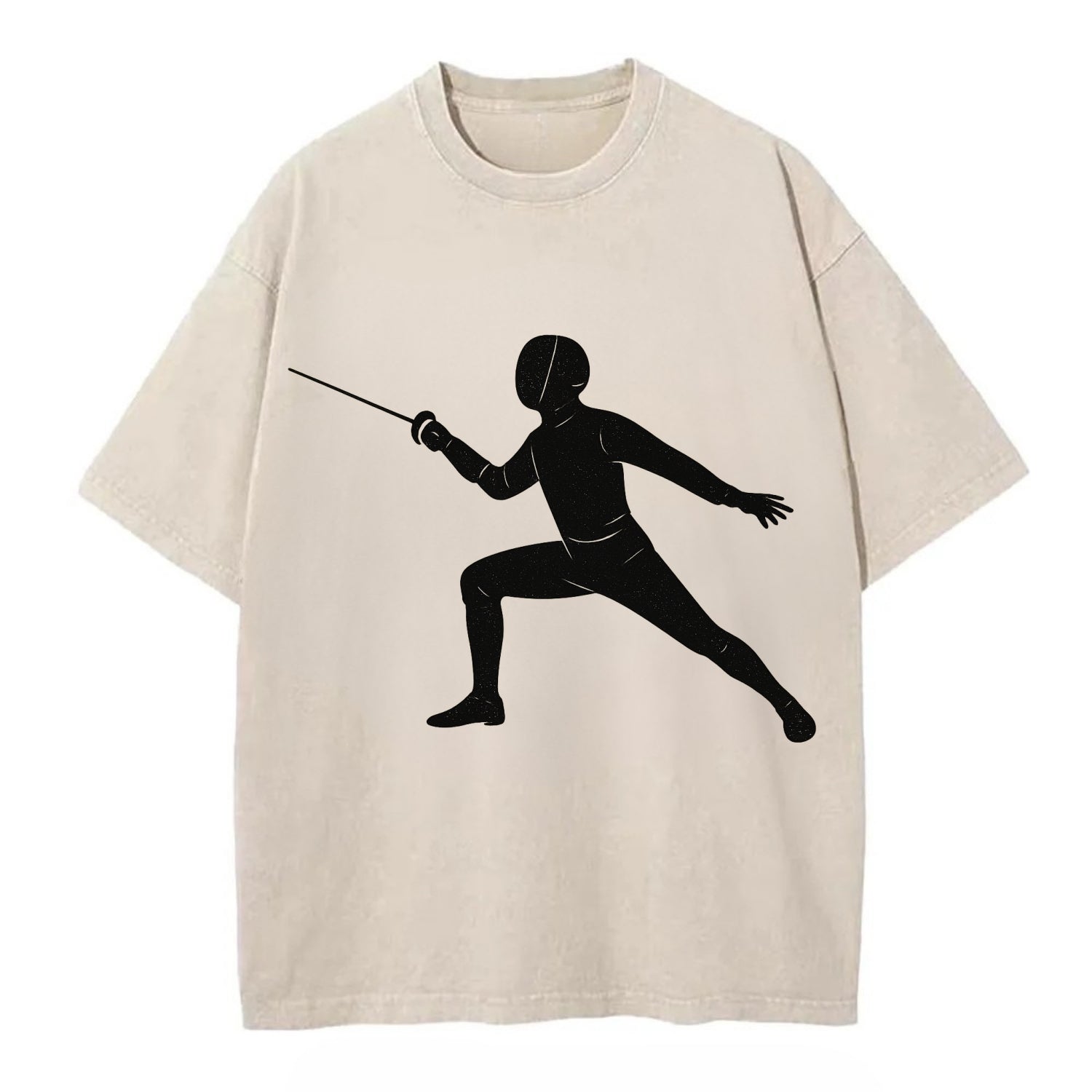 Fencer in lunge position - Vintage T-shirt - Off White