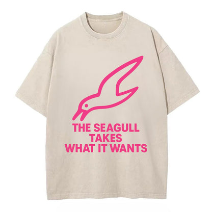 THE SEAGULL TAKES WHAT IT WANTS | Aggressive seagull diving down - Vintage T-shirt - Off White