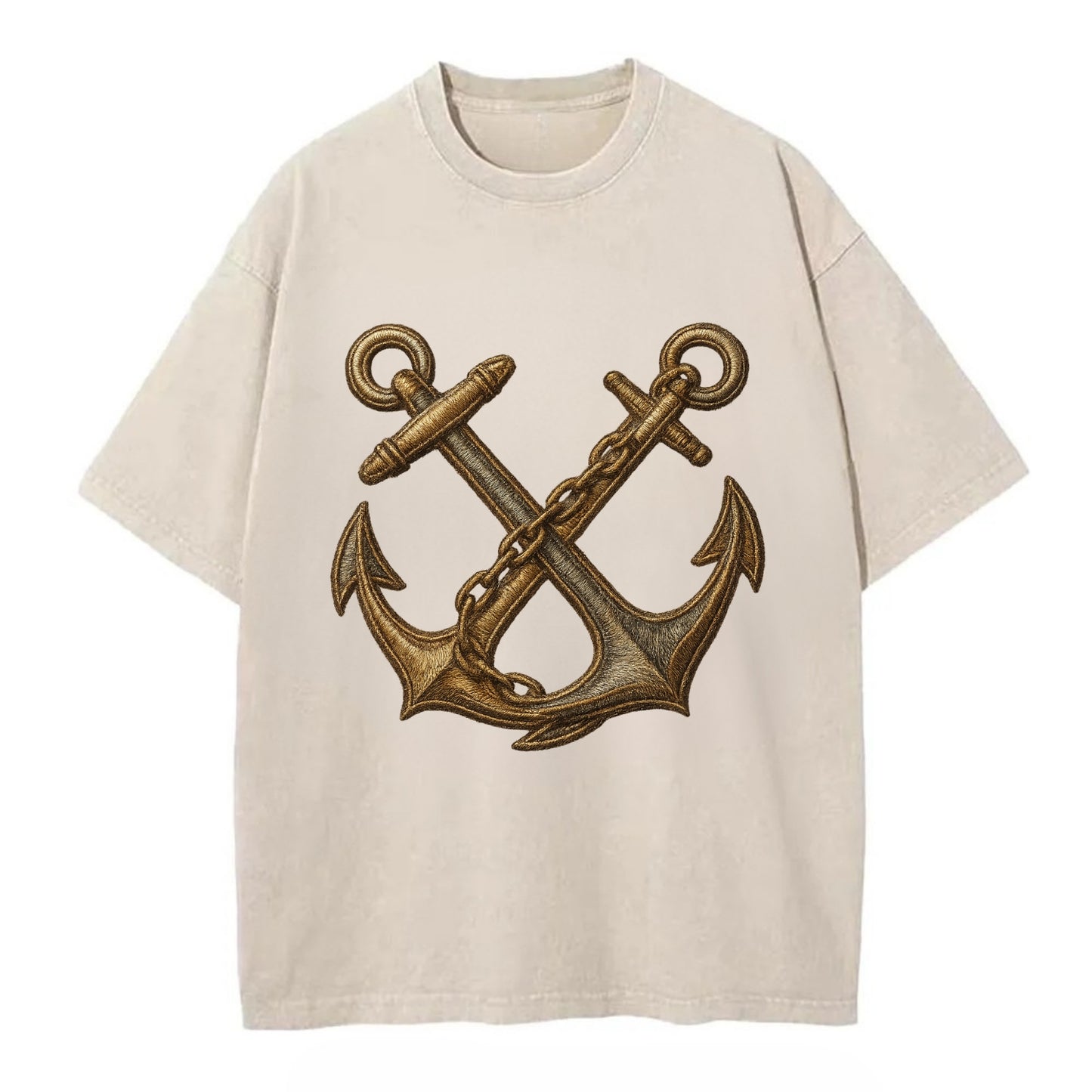 Crossed Anchors  - Vintage T-shirt - Off White