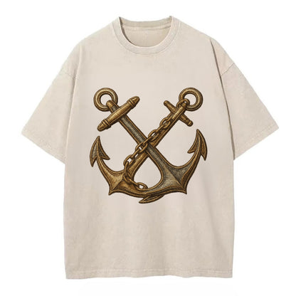 Crossed Anchors  - Vintage T-shirt - Off White