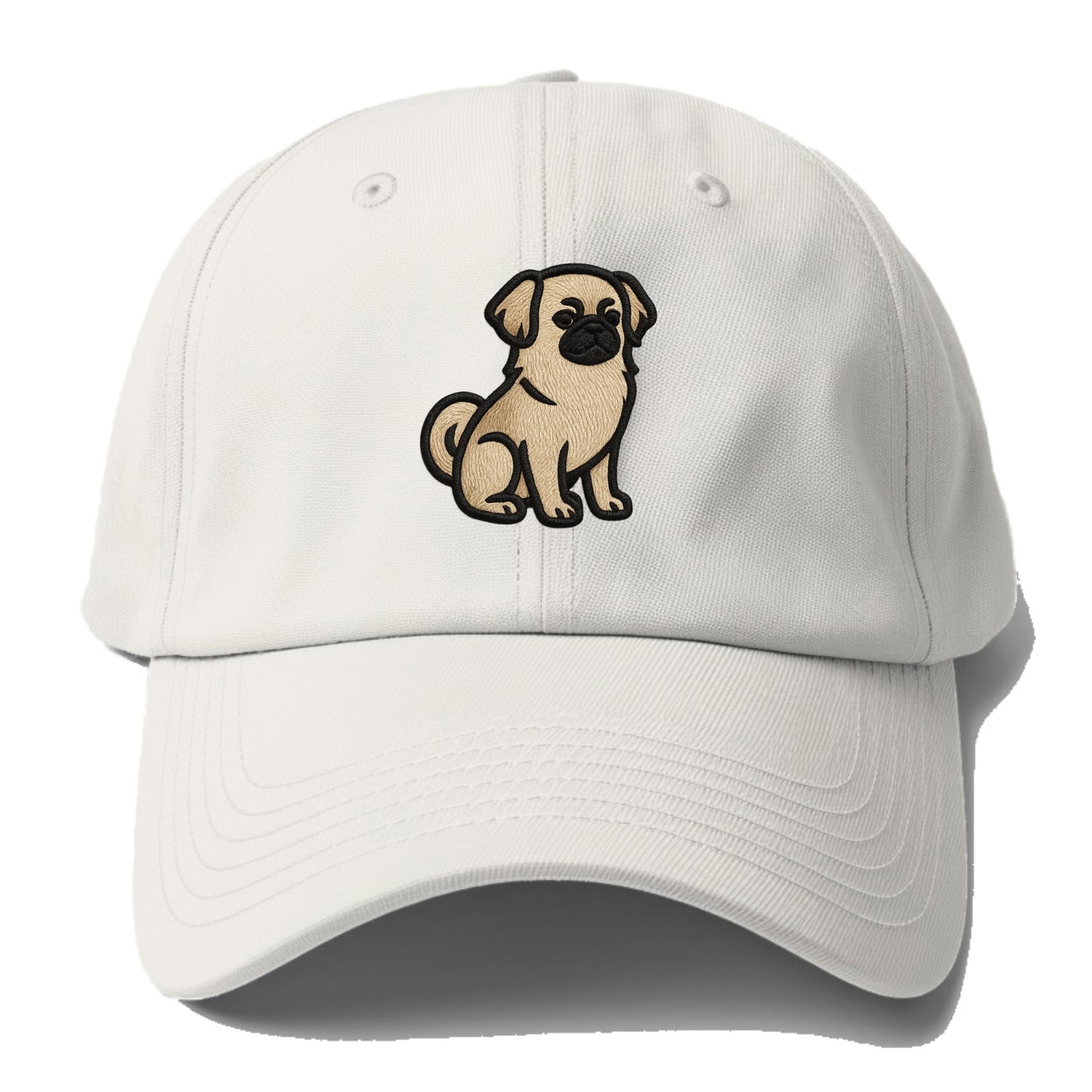 Tibetan Spaniel - Fawn small dog embroid - Baseball Cap - Off White