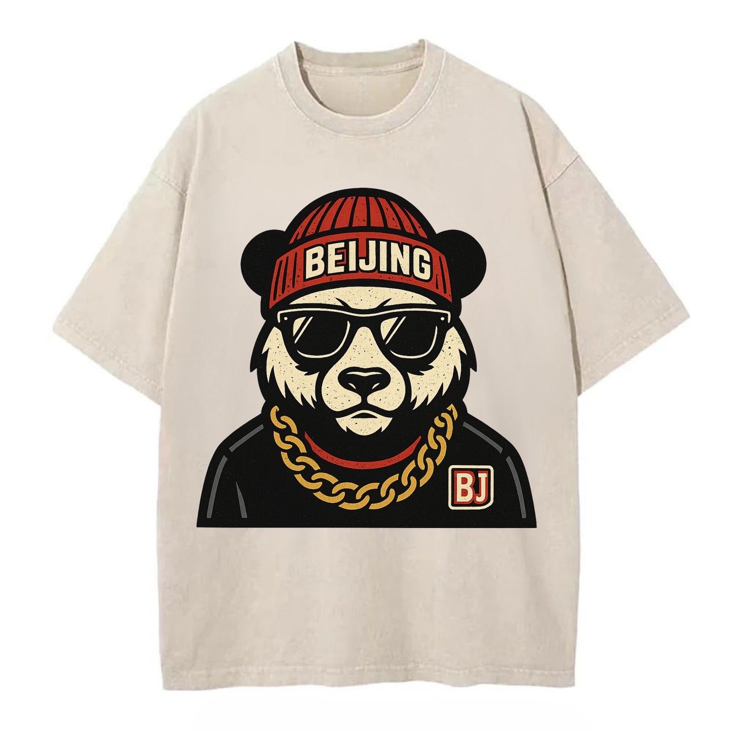 Beijing Panda - Vintage T-shirt - Off White