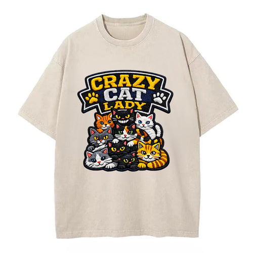 CRAZY CAT LADY - cat pile in multicolor , cat collector - Vintage T-shirt