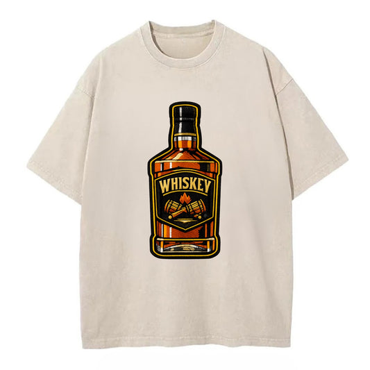 WHISKEY BOTTLE - bourbon bottle in amber and gold , spirits connoisseur - Vintage T-shirt - Off White