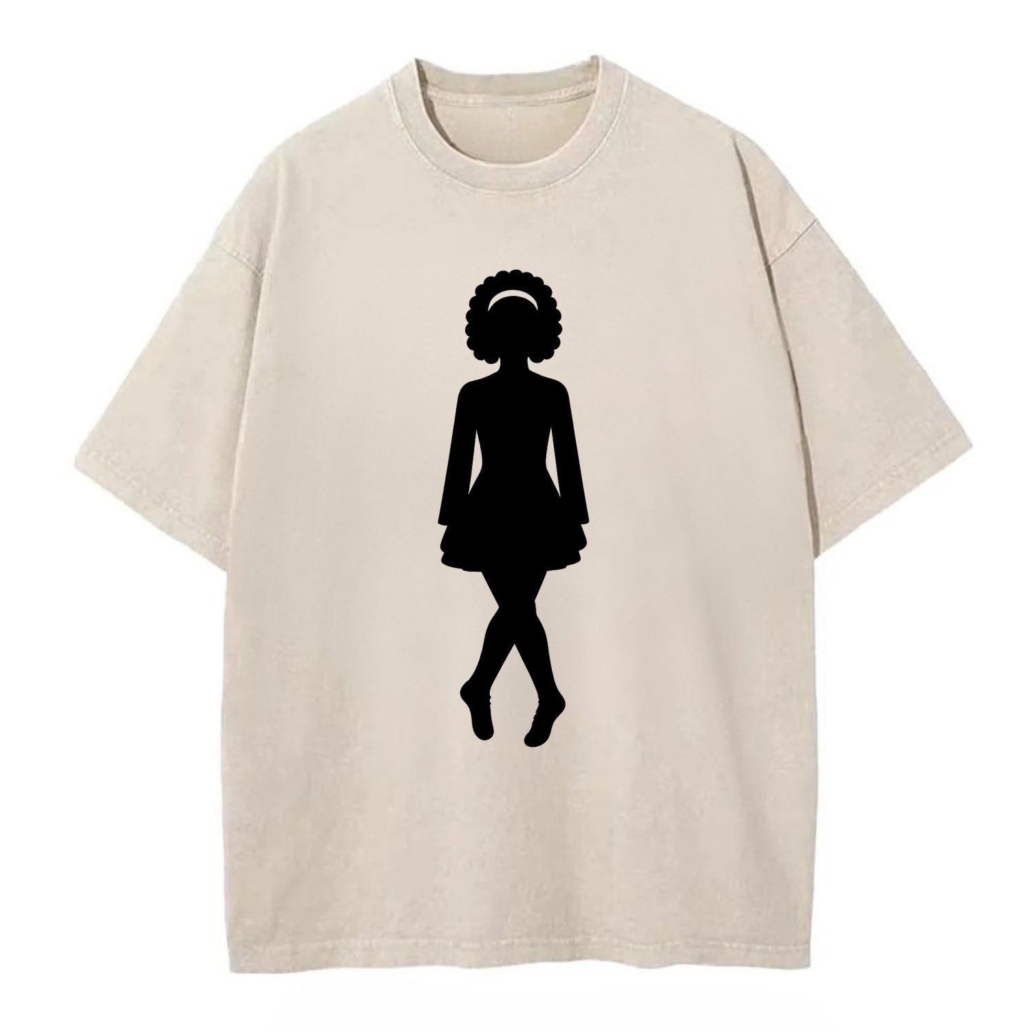 Irish step dancer traditional pose - Vintage T-shirt - Off White