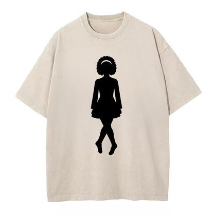 Irish step dancer traditional pose - Vintage T-shirt - Off White