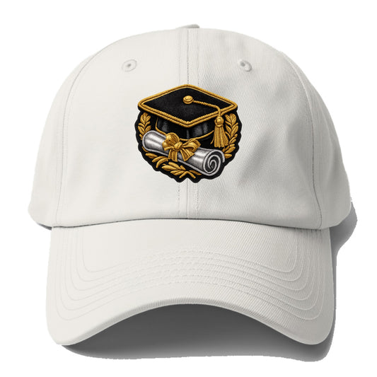 GRADUATION CAP - mortarboard with diploma in black and gold , - Baseball Cap For Big Heads - Off White