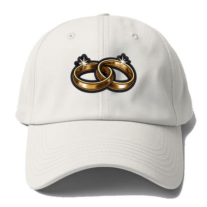 WEDDING RINGS - interlocked bands in gold , marriage - Baseball Cap - Off White
