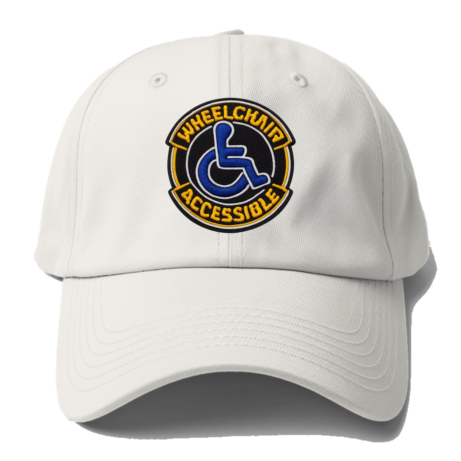 WHEELCHAIR ACCESSIBLE - accessibility symbol in blue , inclusion - Baseball Cap For Big Heads - Off White