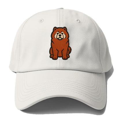 Chow Chow - Red fluffy sitting pose - Baseball Cap - Off White