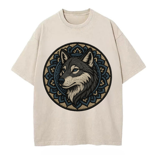 Mandala Wolf Pattern  - Vintage T-shirt
