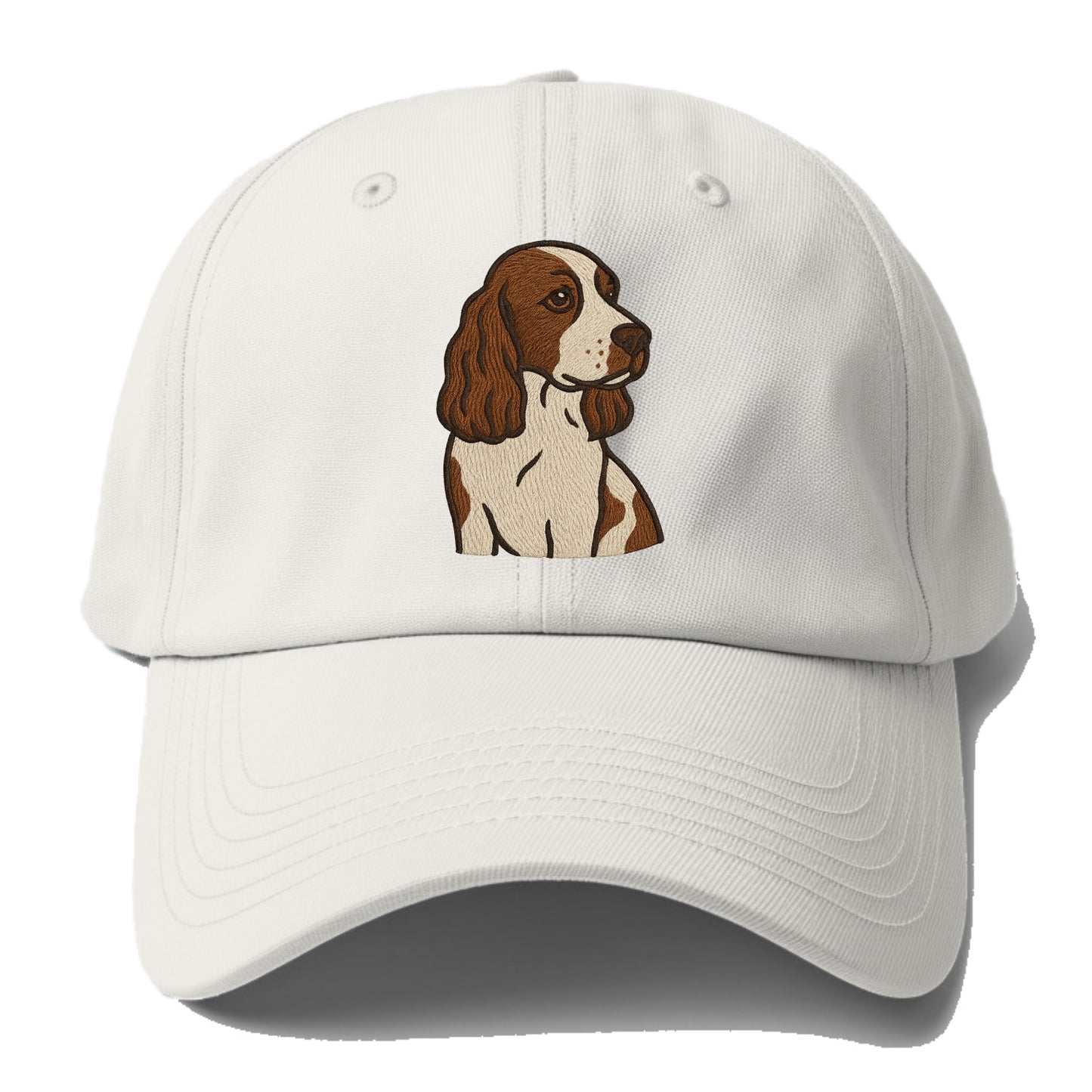 English Cocker Spaniel - Liver and white embroidered design - Baseball Cap For Big Heads - Off White