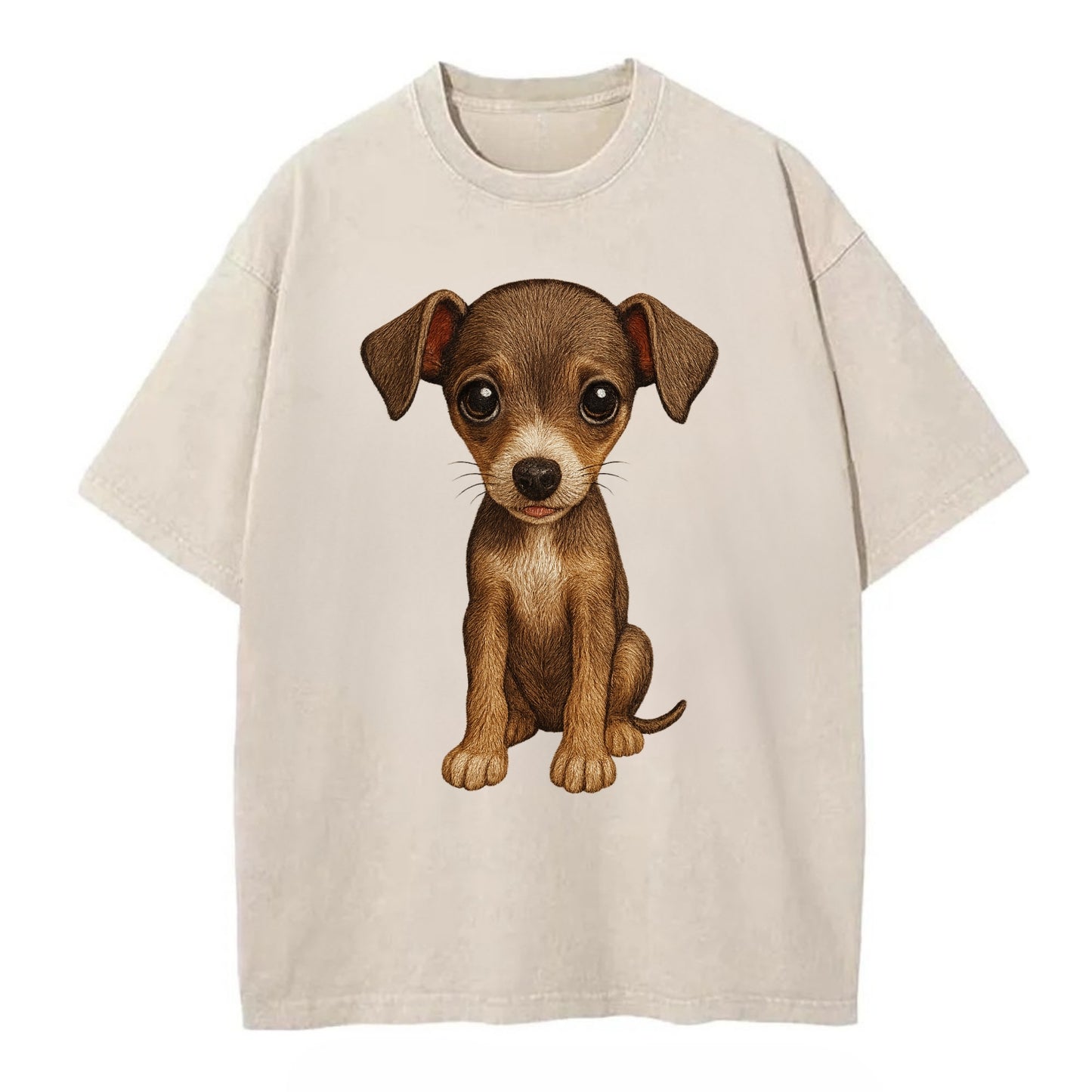 Baby Italian Greyhound Puppy - sleek tiny body, long legs, gentle eyes, - Vintage T-shirt - Off White