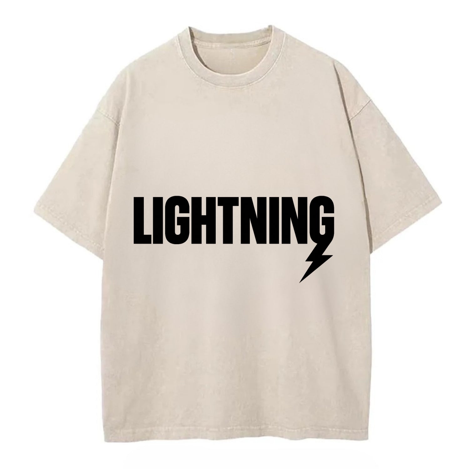 Bold typography design - "LIGHTNING" - fast, electric, striking - Vintage T-shirt - Off White
