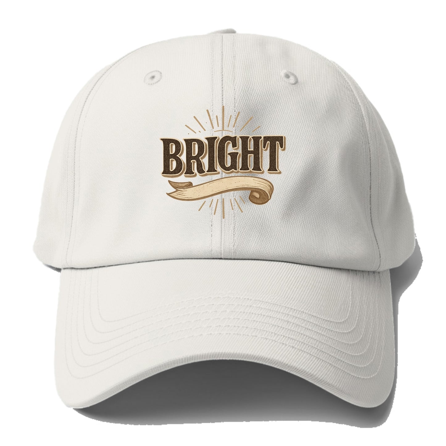 Bold typography design - "BRIGHT" - intelligent, shining - Baseball Cap - Off White