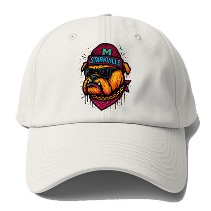 Starkville Bulldog wearing Mississippi State beanie with M patch - Baseball Cap - Off White