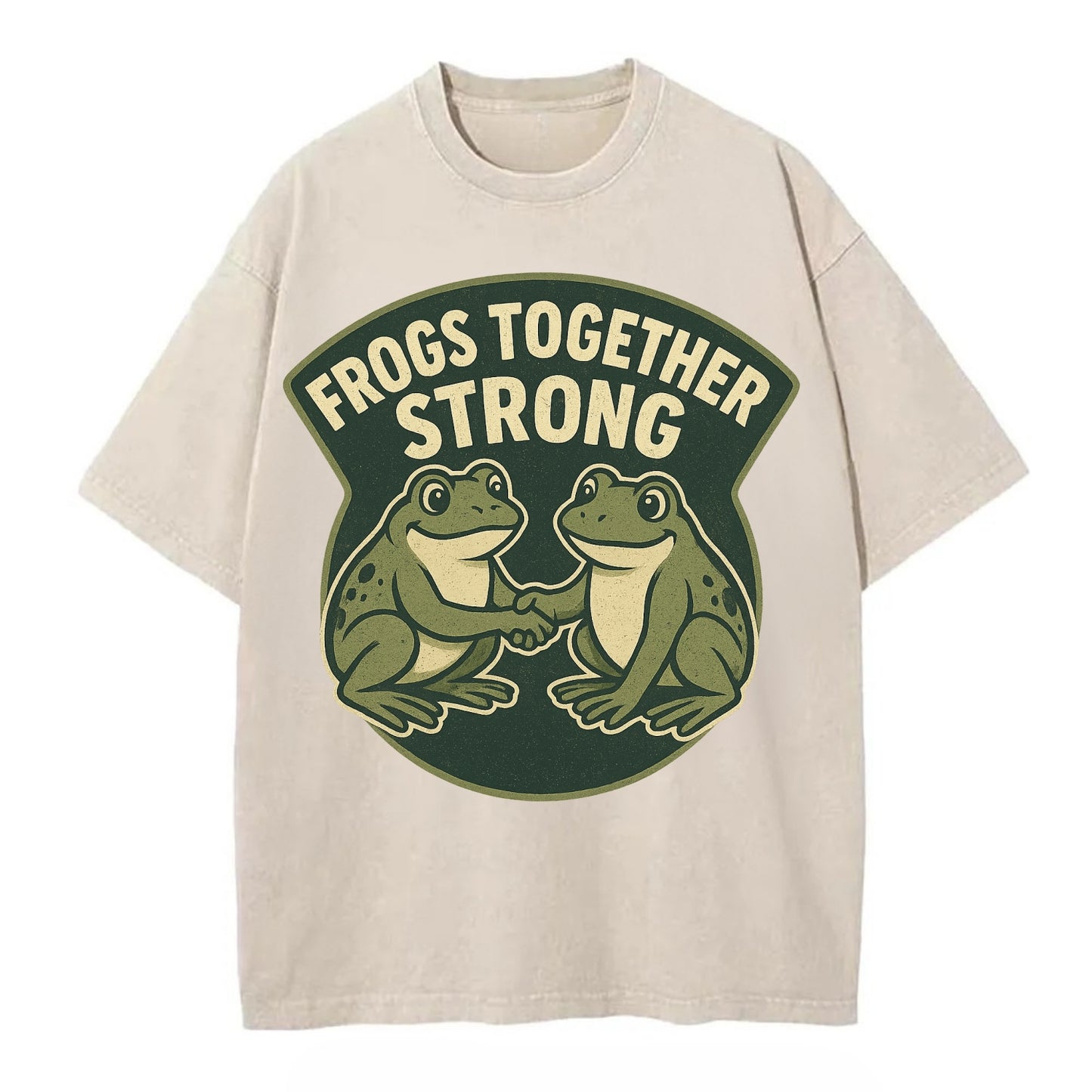 Frogs Together Strong 3 - Vintage T-shirt - Off White
