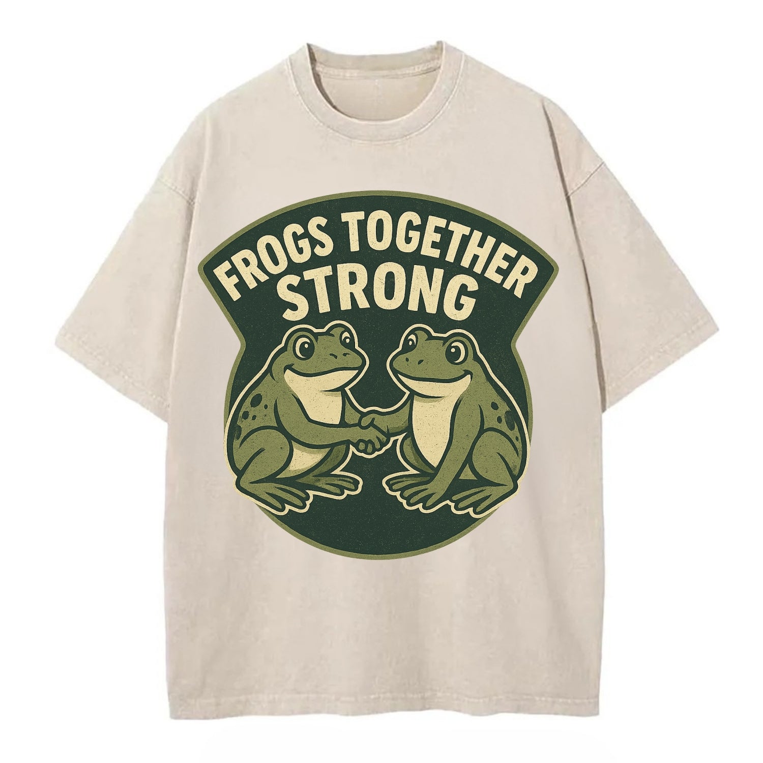 Frogs Together Strong 3 - Vintage T-shirt - Off White