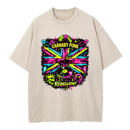 CARNABY PUNK | Swinging 60s meets 70s punk | Psychedelic Union Jack pattern | - Vintage T-shirt - Off White