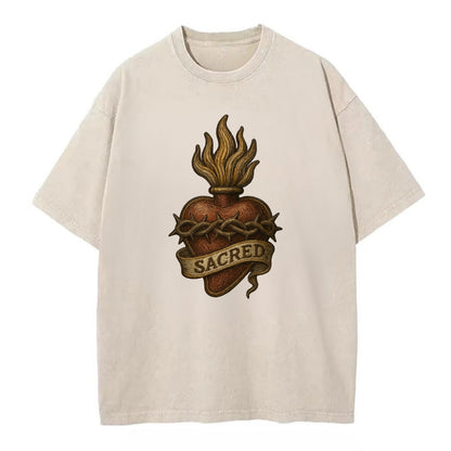 Sacred Heart  - Vintage T-shirt - Off White