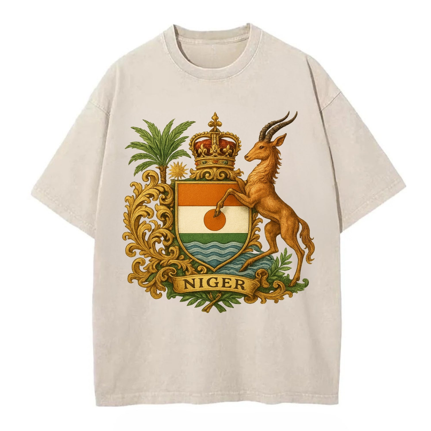 Niger Heritage Badge  - Vintage T-shirt - Off White