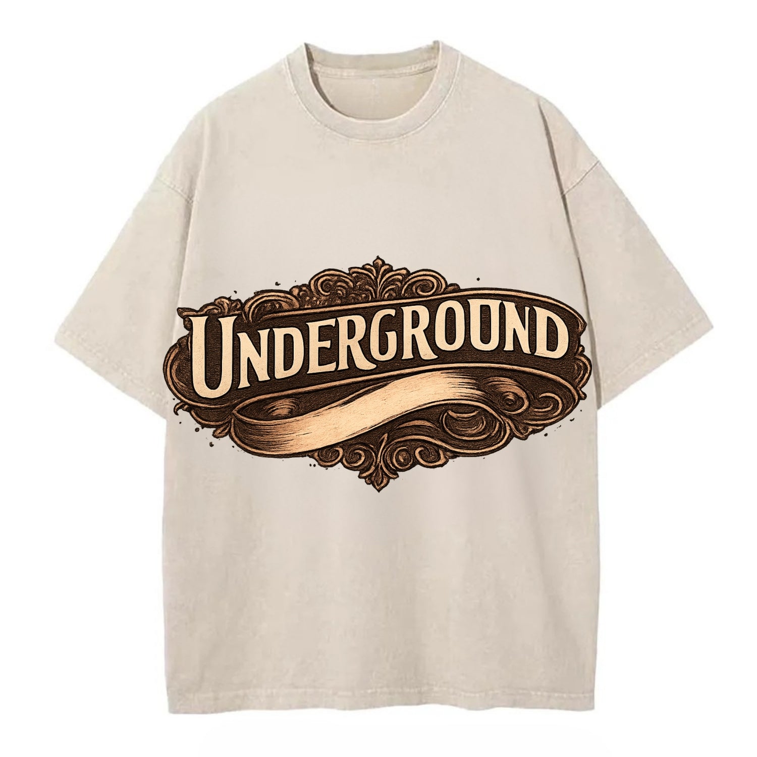 Bold typography design - "UNDERGROUND" - hidden scene, alternative - Vintage T-shirt - Off White