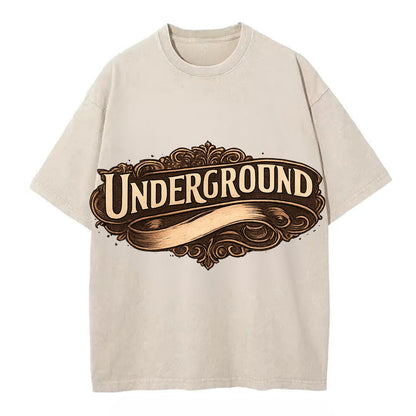Bold typography design - "UNDERGROUND" - hidden scene, alternative - Vintage T-shirt - Off White