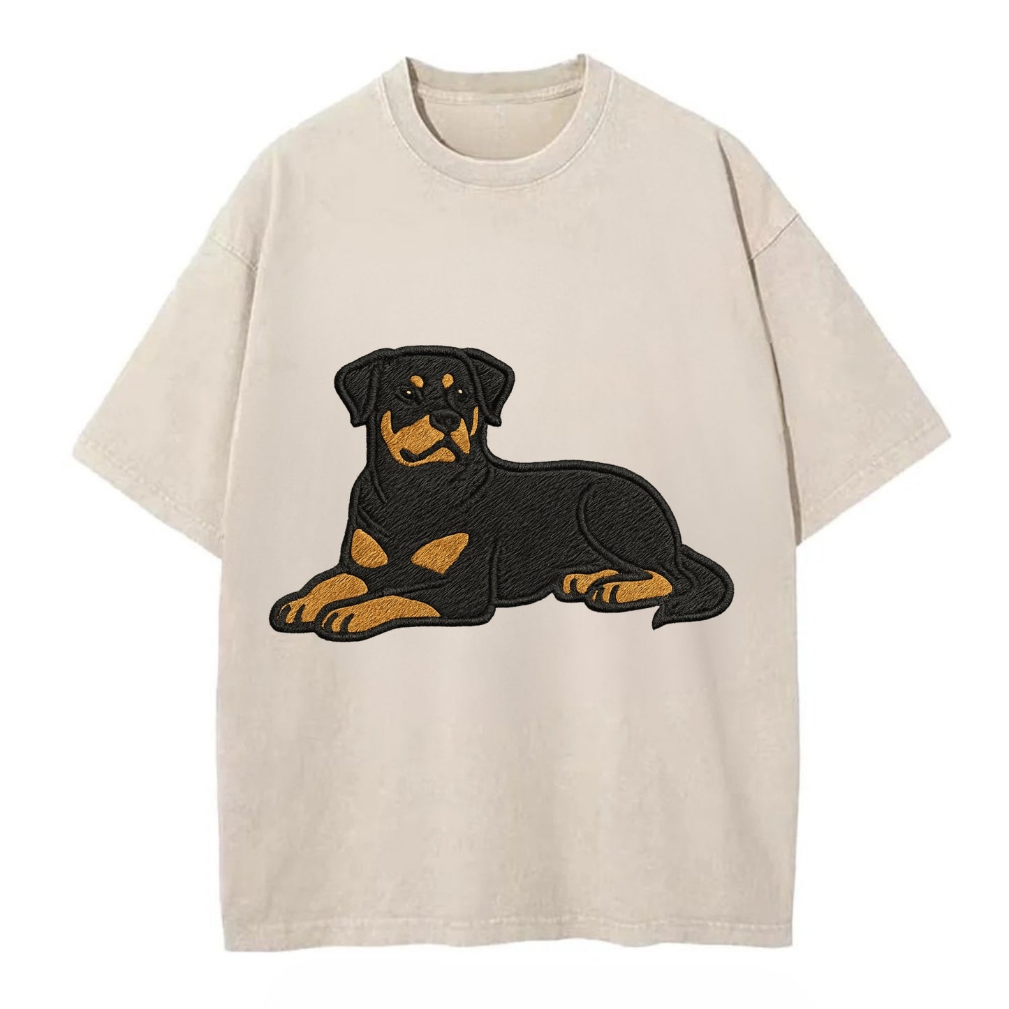 Rottweiler - Black and tan relaxed lying Vintage T-shirt - Off White