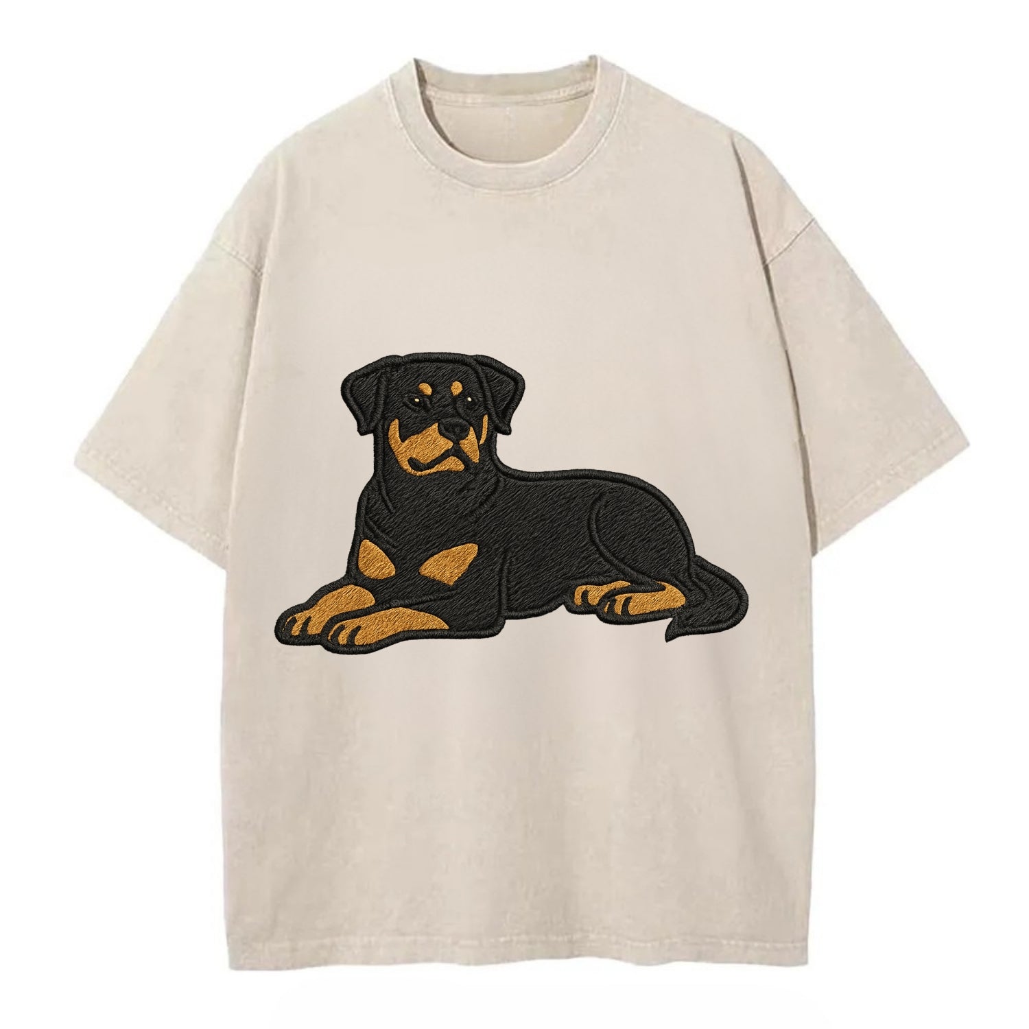 Rottweiler - Black and tan relaxed lying Vintage T-shirt - Off White