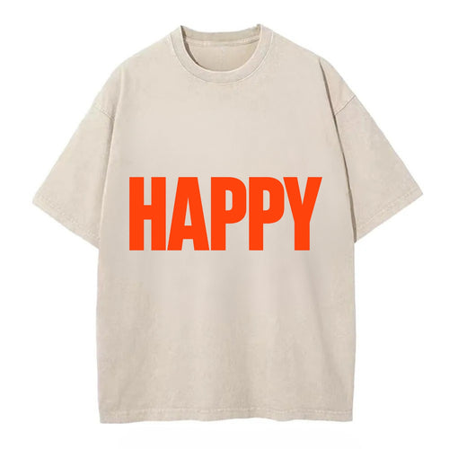 Bold typography design - HAPPY - joyful, content, pleased - Vintage T-shirt