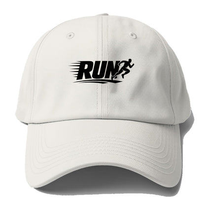 Bold typography design - "RUN" - cardio life, runner identity - Baseball Cap For Big Heads - Off White