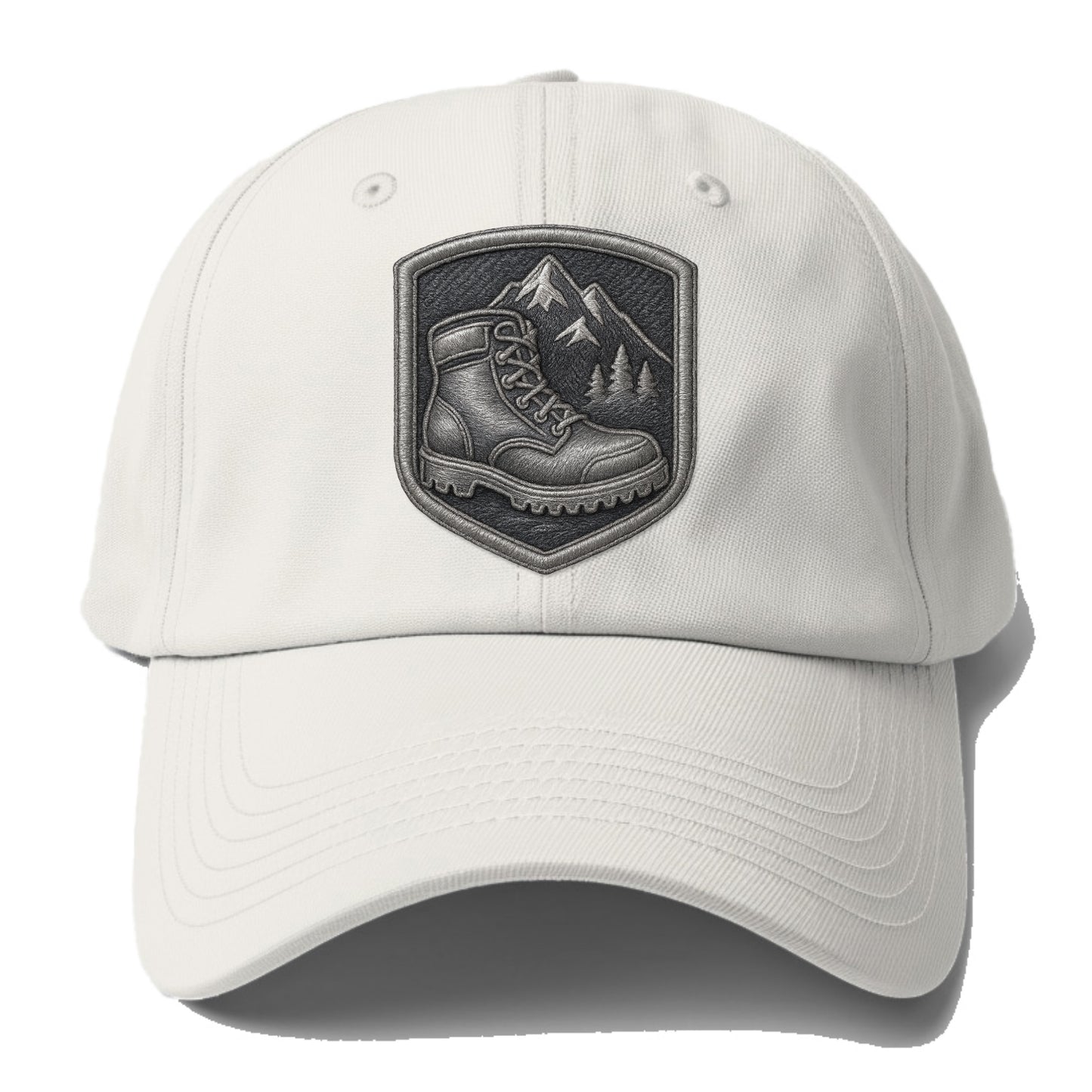 Hiking boots with mountain peak - hiker pride - Baseball Cap - Off White