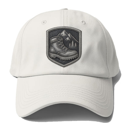 Hiking boots with mountain peak - hiker pride - Baseball Cap - Off White