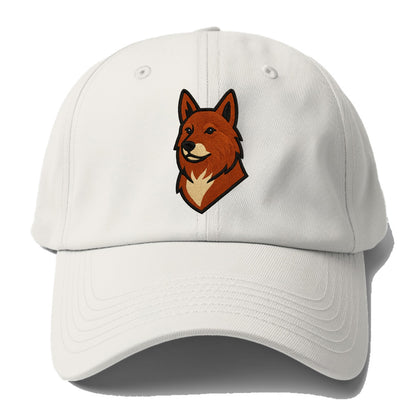 Finnish Spitz - Fox-red pointed ears embroidered pose - Baseball Cap For Big Heads - Off White