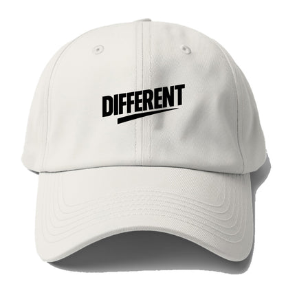 Bold typography design - "DIFFERENT" - standing out, not following crowd - Baseball Cap - Off White