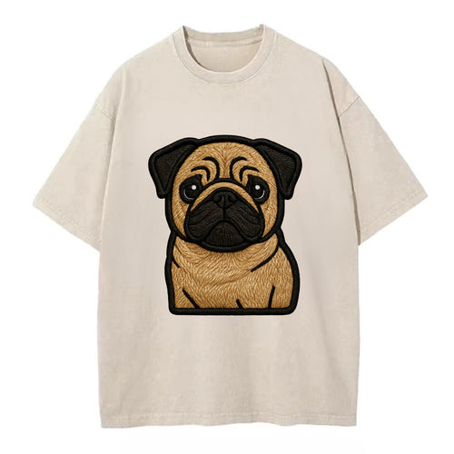 Pug - Contemporary wrinkled design with - Vintage T-shirt