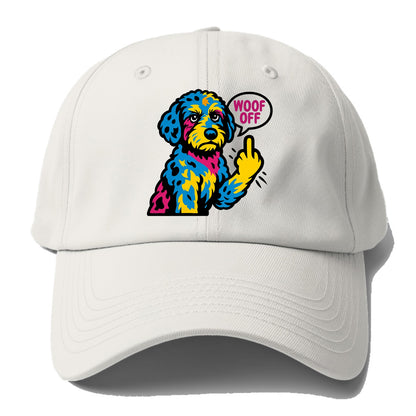 Aussiedoodle with merle patches and curly coat, playful smart paw - Baseball Cap For Big Heads - Off White