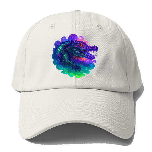 Primordial crocodile with scales pulsing plasma energy in green and - Baseball Cap For Big Heads - Off White