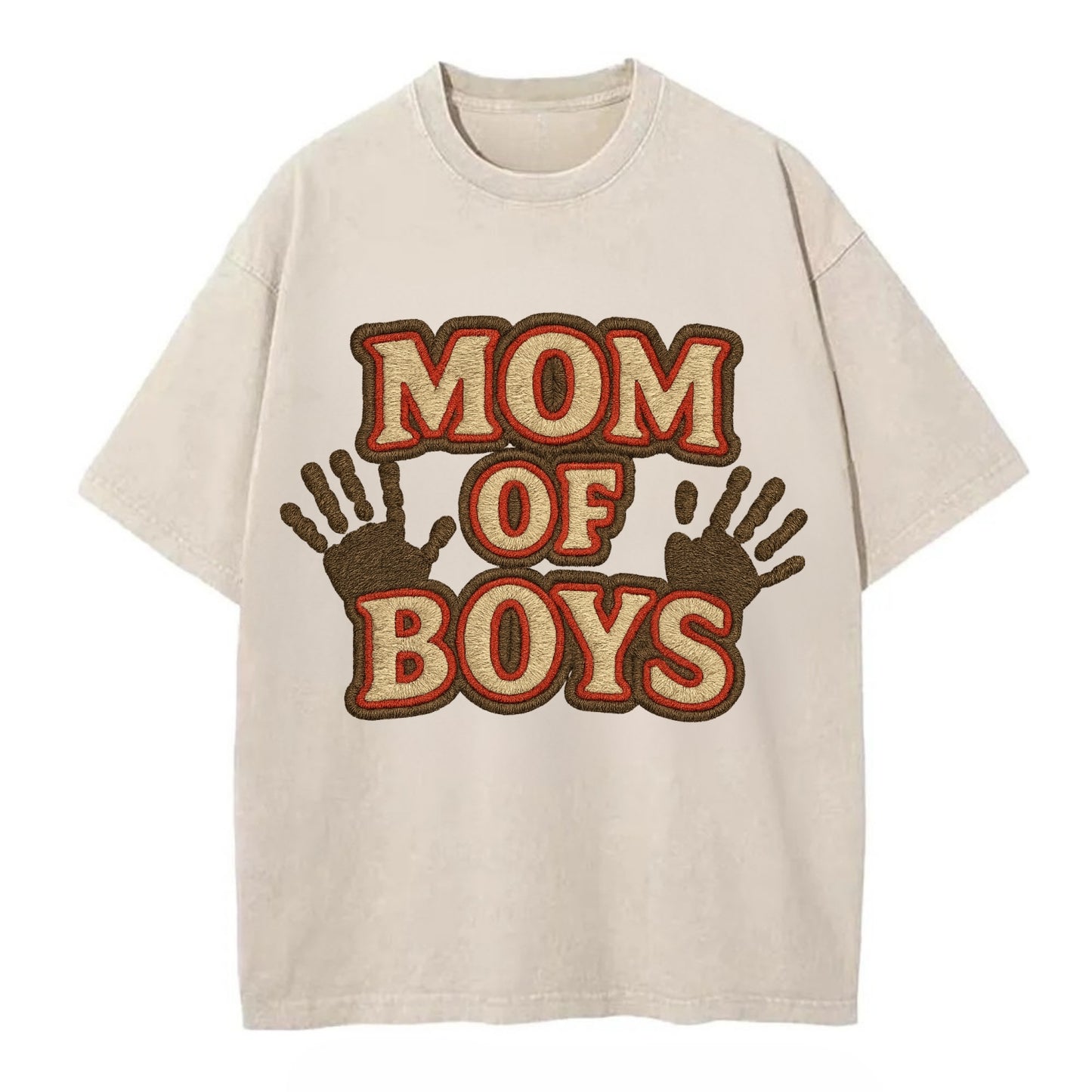 Mom Of Boys  - Vintage T-shirt - Off White