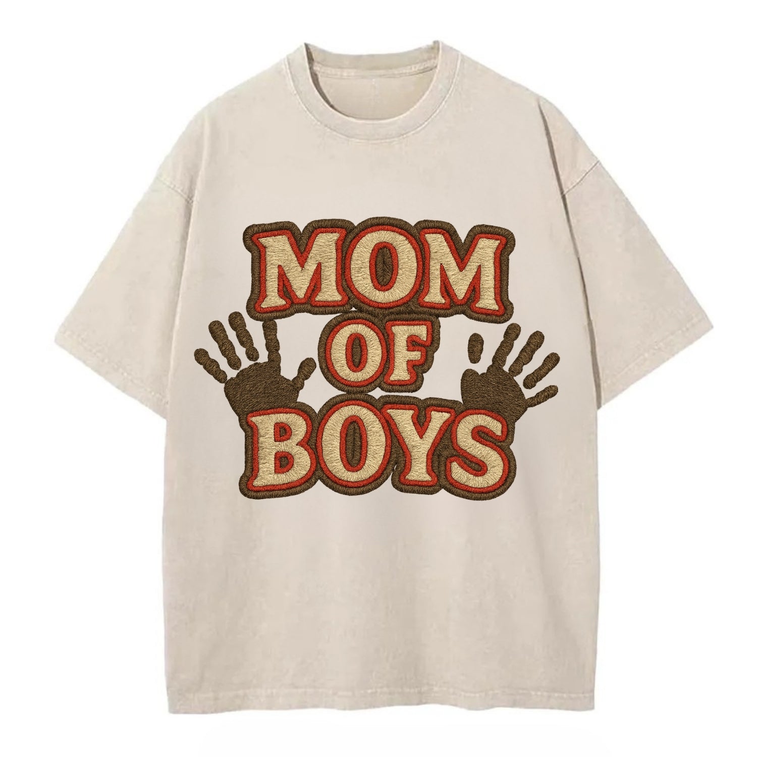 Mom Of Boys  - Vintage T-shirt - Off White