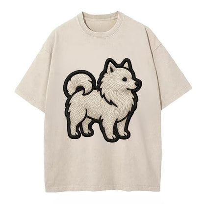 Japanese Spitz - Contemporary white spit - Vintage T-shirt - Off White