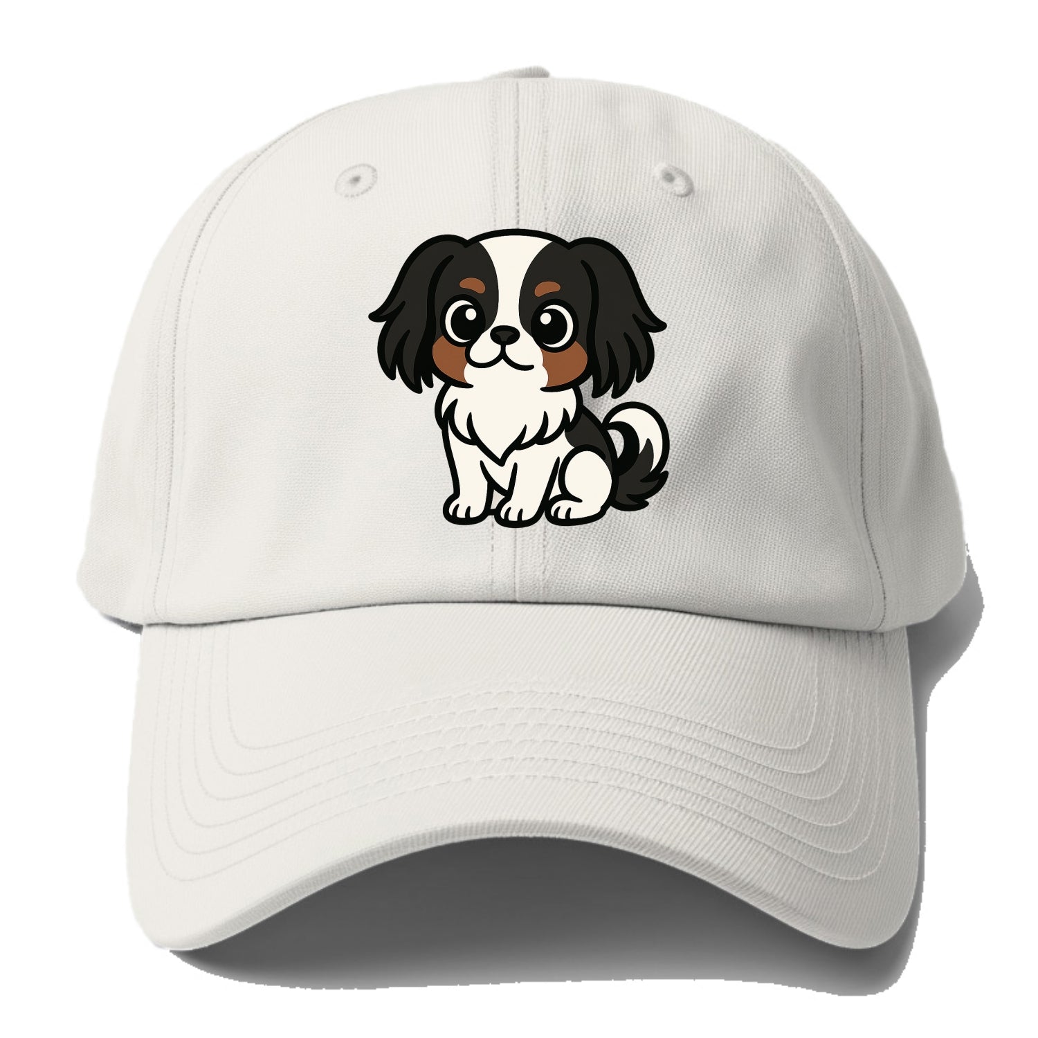 Japanese Chin - Black and white sitting pose - Baseball Cap - Off White