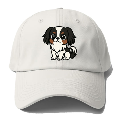 Japanese Chin - Black and white sitting pose - Baseball Cap - Off White