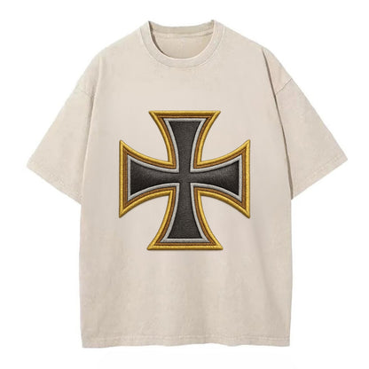 Teutonic Cross  - Vintage T-shirt - Off White