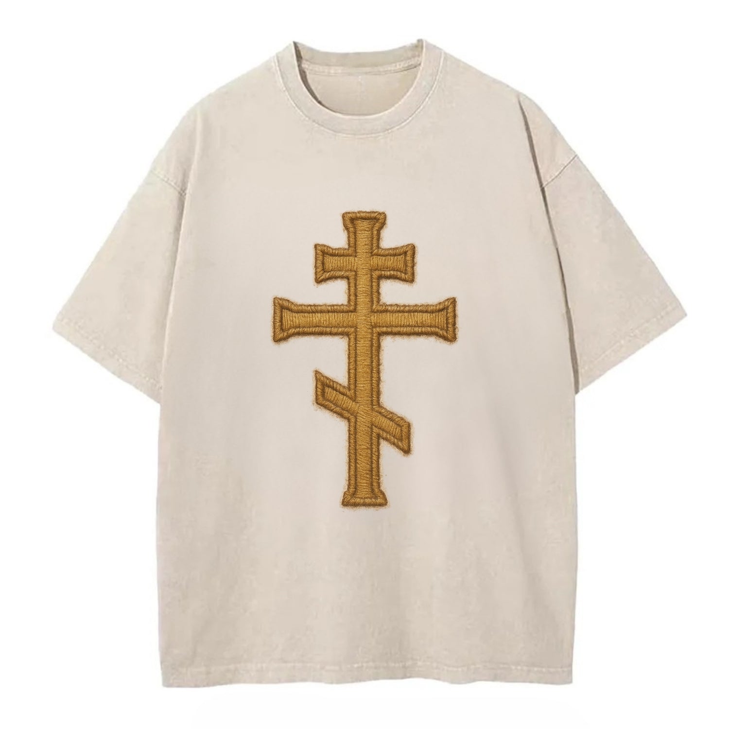 Orthodox Cross  - Vintage T-shirt - Off White